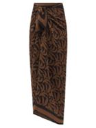 Matchesfashion.com Matteau - Palm-print Silk-georgette Sarong - Womens - Brown Print