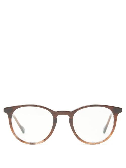 Matchesfashion.com Le Specs - Midpoint Round Acetate Glasses - Womens - Brown