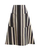 Matchesfashion.com Zeus + Dione - Tyche A Line Striped Silk Blend Skirt - Womens - Navy Multi