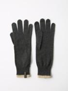 Brunello Cucinelli - Ribbed Cashmere Gloves - Womens - Dark Grey