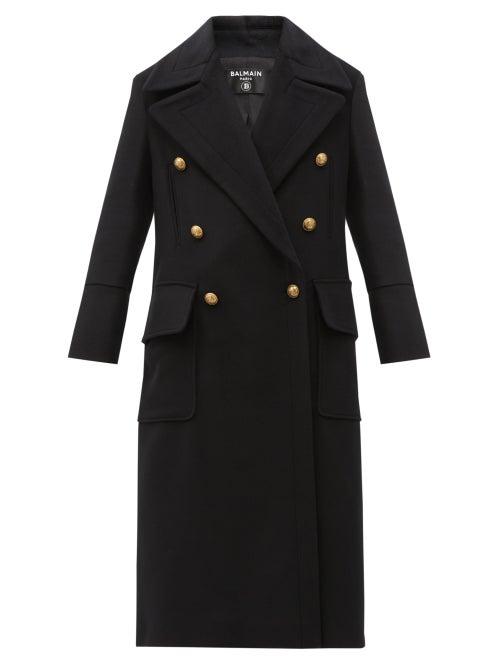 Matchesfashion.com Balmain - Oversized Double-breasted Wool-blend Coat - Womens - Black