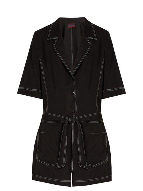 Matchesfashion.com Albus Lumen - Sabrina Belted Cady Playsuit - Womens - Black