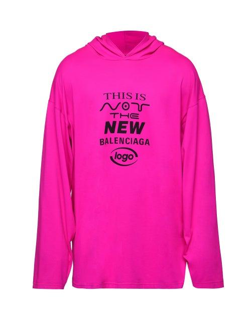 Balenciaga - Hooded Jersey Long-sleeved T-shirt - Mens - Pink