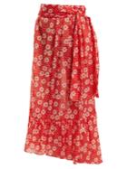 Lisa Marie Fernandez Nicole Floral-print Asymmetric-hem Skirt