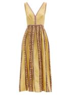 Matchesfashion.com Le Sirenuse, Positano - Sofia Hand-embroidered Cotton Maxi Dress - Womens - Yellow