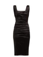 Matchesfashion.com Dolce & Gabbana - Draped Silk Satin Midi Dress - Womens - Black