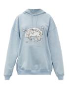 Matchesfashion.com Vetements - Magic Unicorn-print Cotton Hooded Sweatshirt - Womens - Light Blue