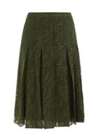 Ladies Rtw Fendi - Ff Vertigo Cotton-blend Mesh Midi Skirt - Womens - Green