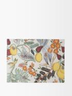 La Doublej - Set Of Two Botanical-print Linen Placemats - Womens - White Multi