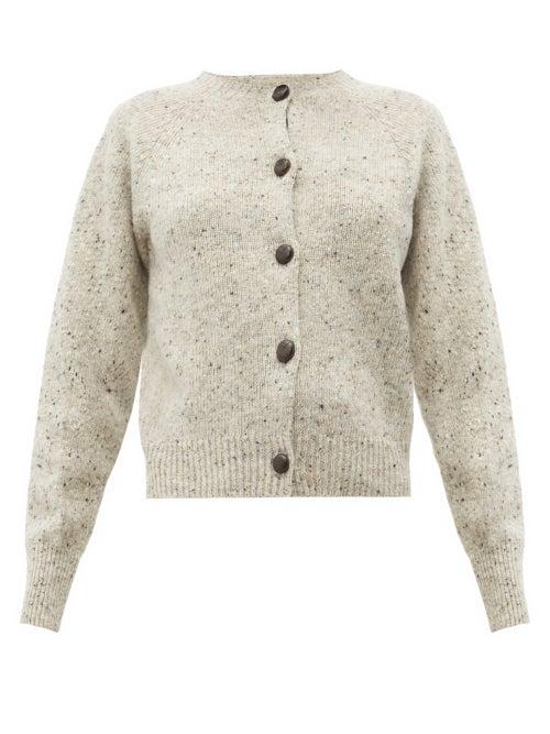 Matchesfashion.com Margaret Howell - Raglan Sleeved Flecked Merino Wool Cardigan - Womens - Beige
