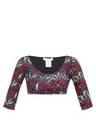 Matchesfashion.com La Doublej - Portofino Floral-print Scoop-neck Bikini Top - Womens - Purple Print