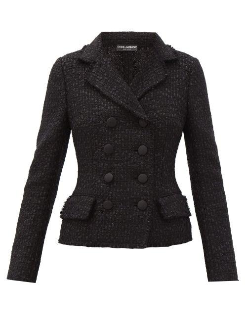 Matchesfashion.com Dolce & Gabbana - Boucl-tweed Double-breasted Jacket - Womens - Grey