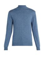 Matchesfashion.com Oliver Spencer - Merino Wool Roll Neck Sweater - Mens - Blue
