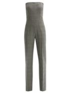Matchesfashion.com Pallas X Claire Thomson-jonville - Fatale Prince Of Wales Check Strapless Jumpsuit - Womens - Grey Multi