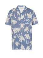Matchesfashion.com Officine Gnrale - Dario Palm Tree Print Cotton Shirt - Mens - Blue Multi