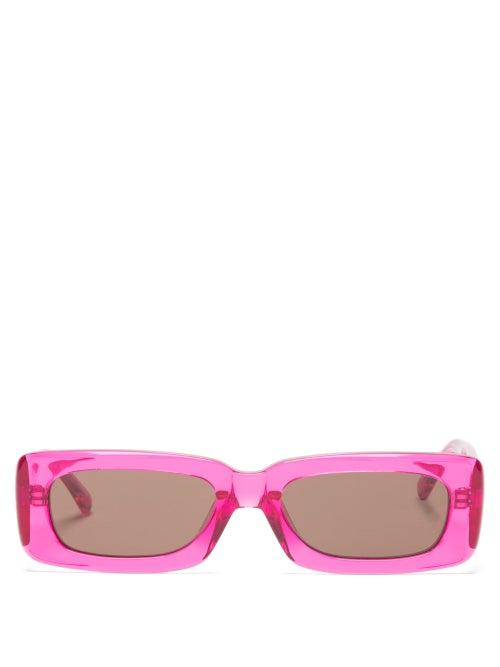 Ladies Accessories The Attico - X Linda Farrow Mini Marfa Rectangle Sunglasses - Womens - Pink