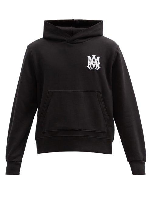 Matchesfashion.com Amiri - Skeletal Logo-embroidered Cotton Hooded Sweatshirt - Mens - Black