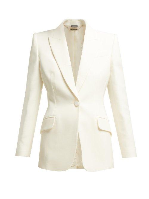 Matchesfashion.com Alexander Mcqueen - Single Breasted Wool Blend Blazer - Womens - Ivory