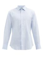 Matchesfashion.com Emma Willis - Houndstooth-check Cotton-twill Shirt - Mens - Light Blue