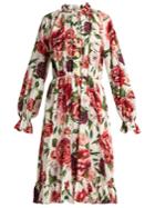 Dolce & Gabbana Silk Crepe De Chine Rose And Peony-print Dress