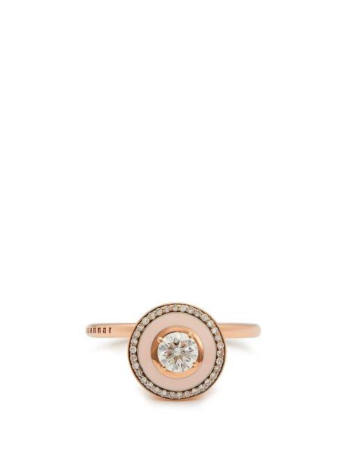 Matchesfashion.com Selim Mouzannar - Mina 18kt Rose Gold, Diamond & Enamel Ring - Womens - Pink