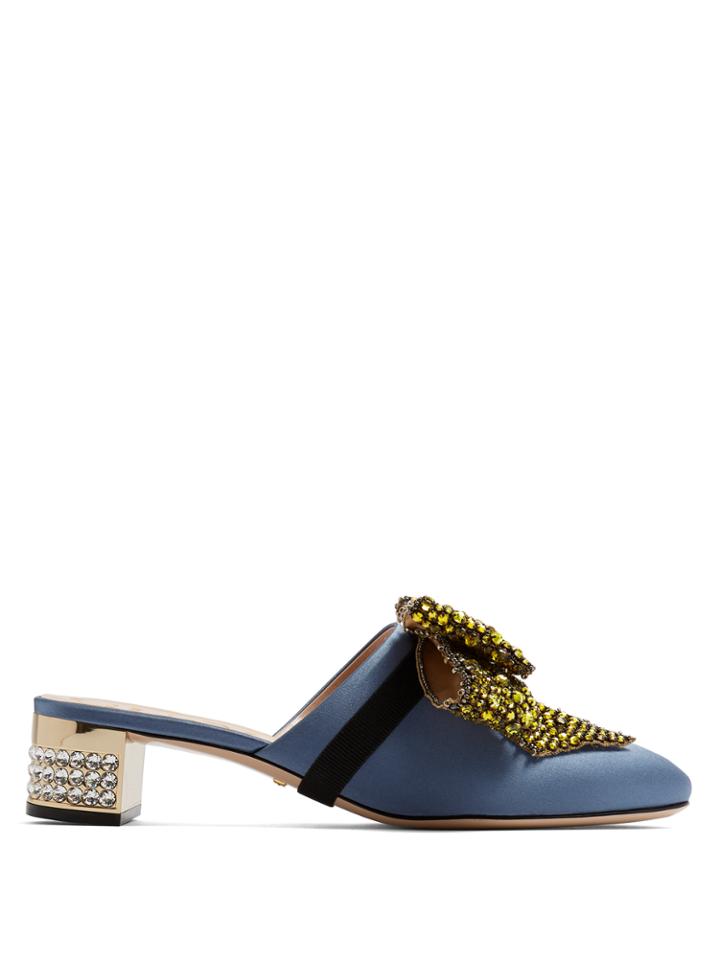 Gucci Crystal-embellished Satin Mules