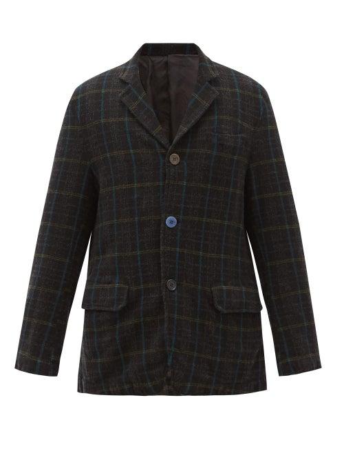 Matchesfashion.com Undercover - Single-breasted Plaid Wool-flannel Blazer - Mens - Black