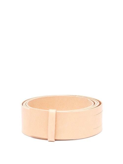 Matchesfashion.com Ann Demeulemeester - Fold Over Leather Waist Belt - Womens - Beige