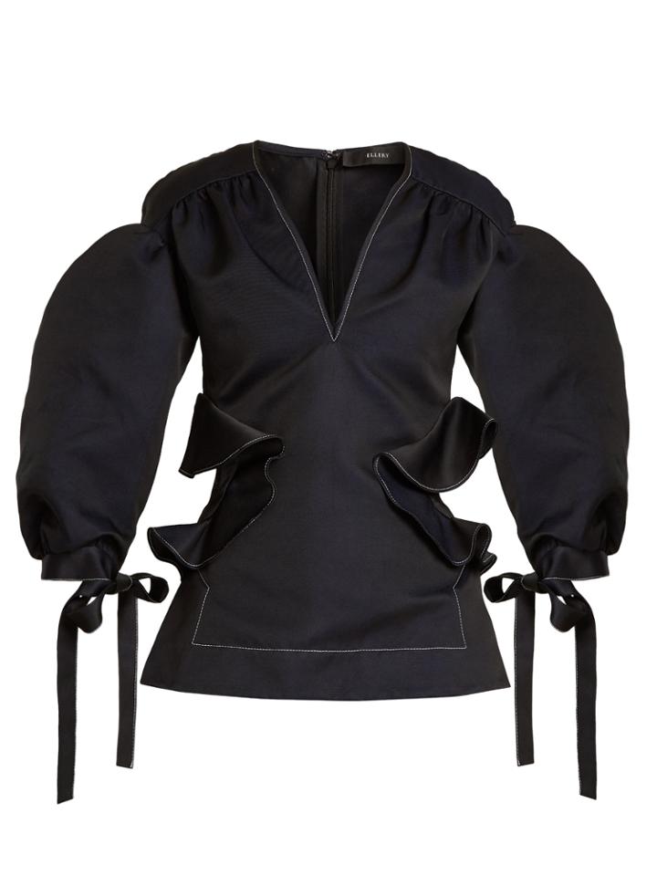 Ellery Angel Puff-sleeved Ruffle-trimmed Top