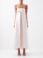 Bernadette - Phillipe Bow-appliqu Satin-duchesse Midi Dress - Womens - Light Pink