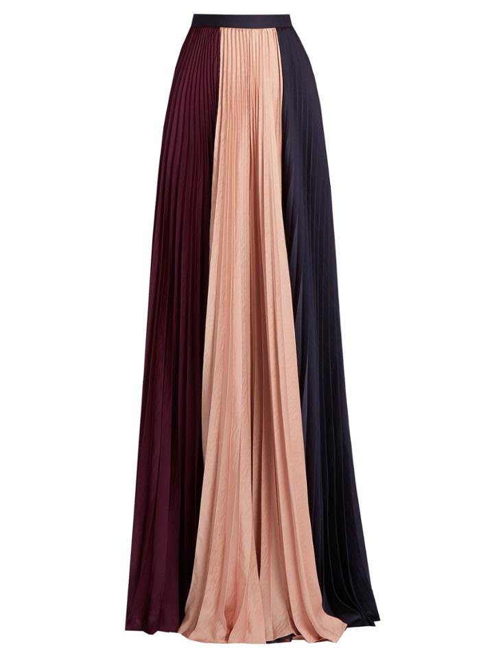 Roksanda Sion Tri-colour Pleated Satin Skirt