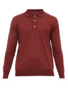 Matchesfashion.com Thom Sweeney - Long Sleeve Merino Wool Polo Shirt - Mens - Burgundy