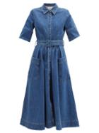 Matchesfashion.com Co - Belted Cotton-blend Denim Dress - Womens - Blue
