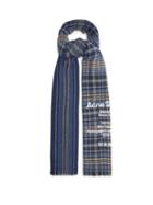 Matchesfashion.com Acne Studios - Cassiar Logo-print Tartan Wool-blend Scarf - Mens - Blue Multi