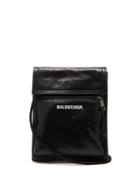 Matchesfashion.com Balenciaga - Logo Crackled Leather Cross Body Bag - Mens - Black