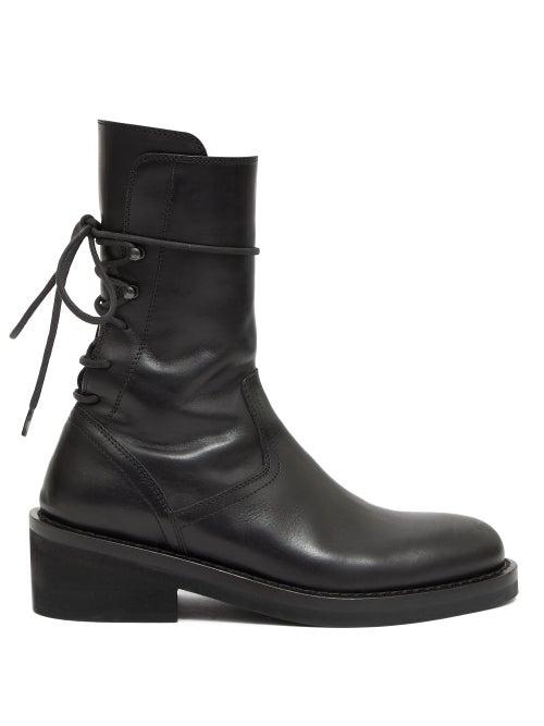 Matchesfashion.com Ann Demeulemeester - Lace-back Leather Boots - Womens - Black