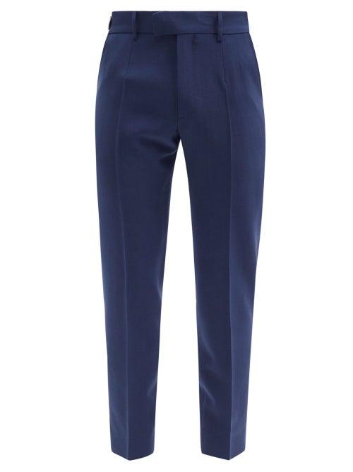 Matchesfashion.com Dolce & Gabbana - Adjuster-tab Wool-blend Twill Trousers - Mens - Navy