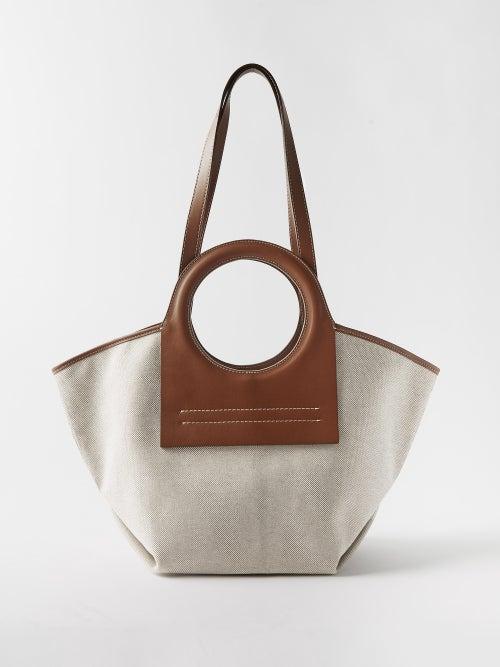 Hereu - Cala Small Cotton-canvas Tote Bag - Womens - Beige Multi