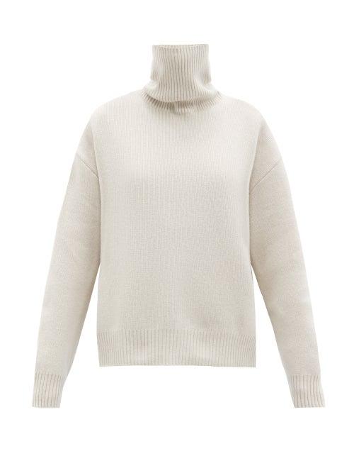 Matchesfashion.com Raey - Cropped Displaced-sleeve Roll-neck Wool Sweater - Womens - Light Pink