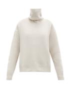 Matchesfashion.com Raey - Cropped Displaced-sleeve Roll-neck Wool Sweater - Womens - Light Pink