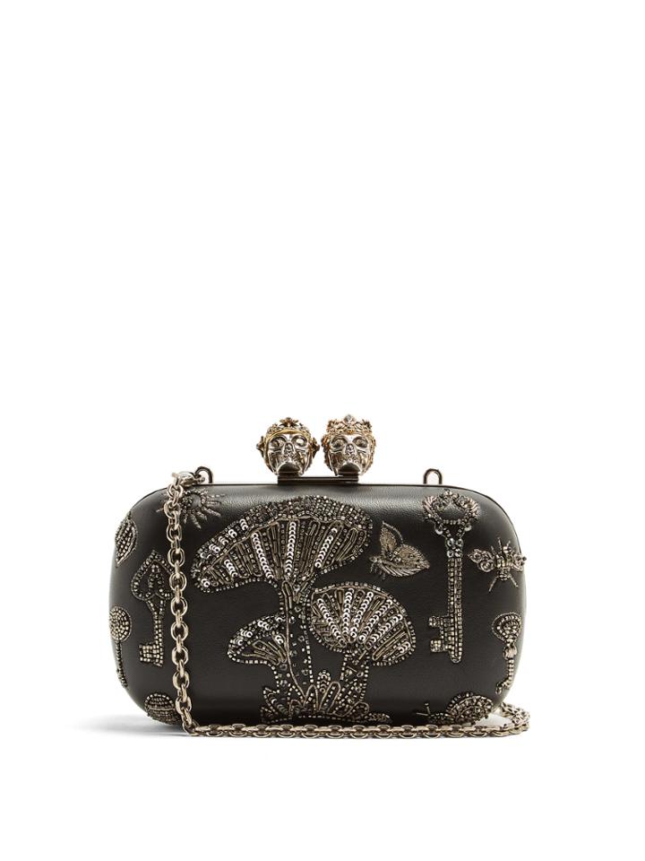 Alexander Mcqueen Queen And King Skull Embellished Clutch