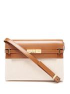 Saint Laurent - Manhattan Leather-trim Canvas Shoulder Bag - Womens - Beige Multi