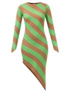 Petar Petrov - Adon Asymmetric Striped Silk-knit Dress - Womens - Brown Multi