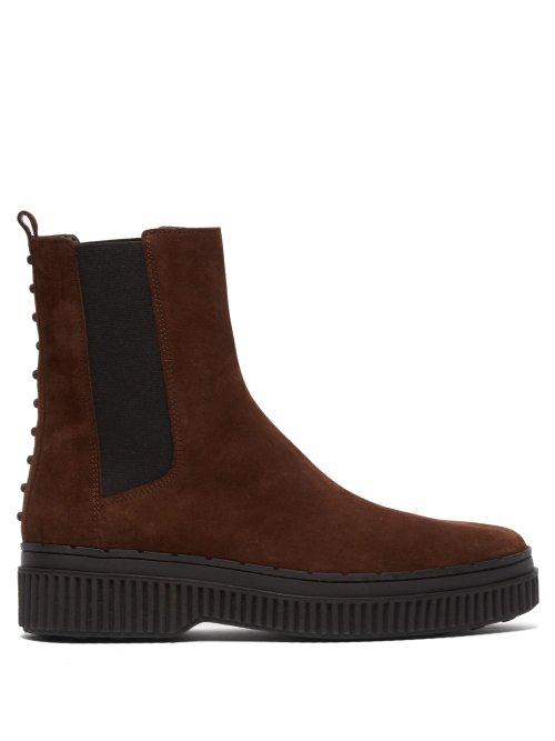 Matchesfashion.com Tod's - Suede Gommini Chelsea Ankle Boots - Womens - Dark Brown