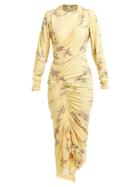 Matchesfashion.com Preen By Thornton Bregazzi - Louise Floral Print Stretch Jersey Midi Dress - Womens - Yellow Multi