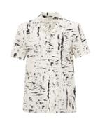 Matchesfashion.com Bottega Veneta - Paint-print Cotton-poplin Short-sleeved Shirt - Mens - White Black