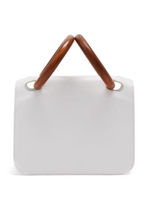 Matchesfashion.com Roksanda - Neneh Wooden Handle Leather Clutch - Womens - White Multi
