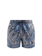 Matchesfashion.com Etro - Paisley Montage-print Swim Shorts - Mens - Navy