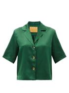 Matchesfashion.com S.a.r.k - Ring Pull-button Silk-satin Shirt - Womens - Dark Green