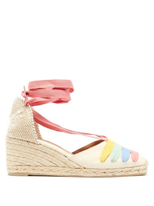 Matchesfashion.com Castaer - Clotilde 60 Canvas & Jute Espadrille Wedges - Womens - Multi